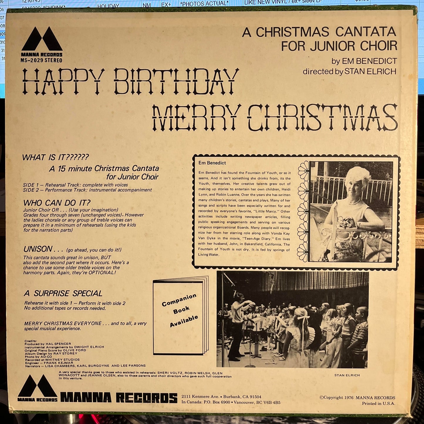 Emma Benedict - Happy Birthday Merry Christmas | Near Mint (NM) Excellent+ (EX+) - HOLIDAY / USED *NEAR MINT-*