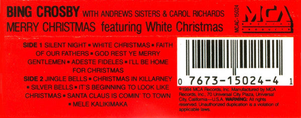 Bing Crosby - Merry Christmas *CASSETTE* | Near Mint (NM) Near Mint (NM) - HOLIDAY / USED *NEAR MINT*