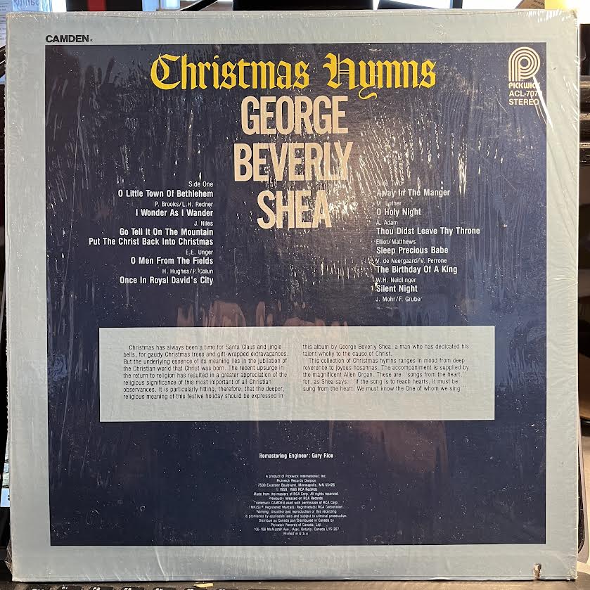 George Beverly Shea - Christmas Hymns *SHRINK* | Near Mint (NM) Near Mint (NM) - HOLIDAY / USED *NEAR MINT*