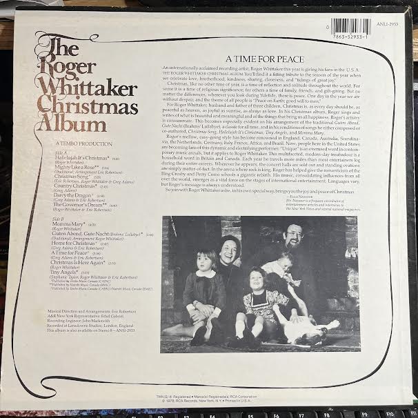 The Roger Whittaker Christmas Album (VINYL) | Near Mint (NM) Near Mint (NM) - HOLIDAY / USED *NEAR MINT*