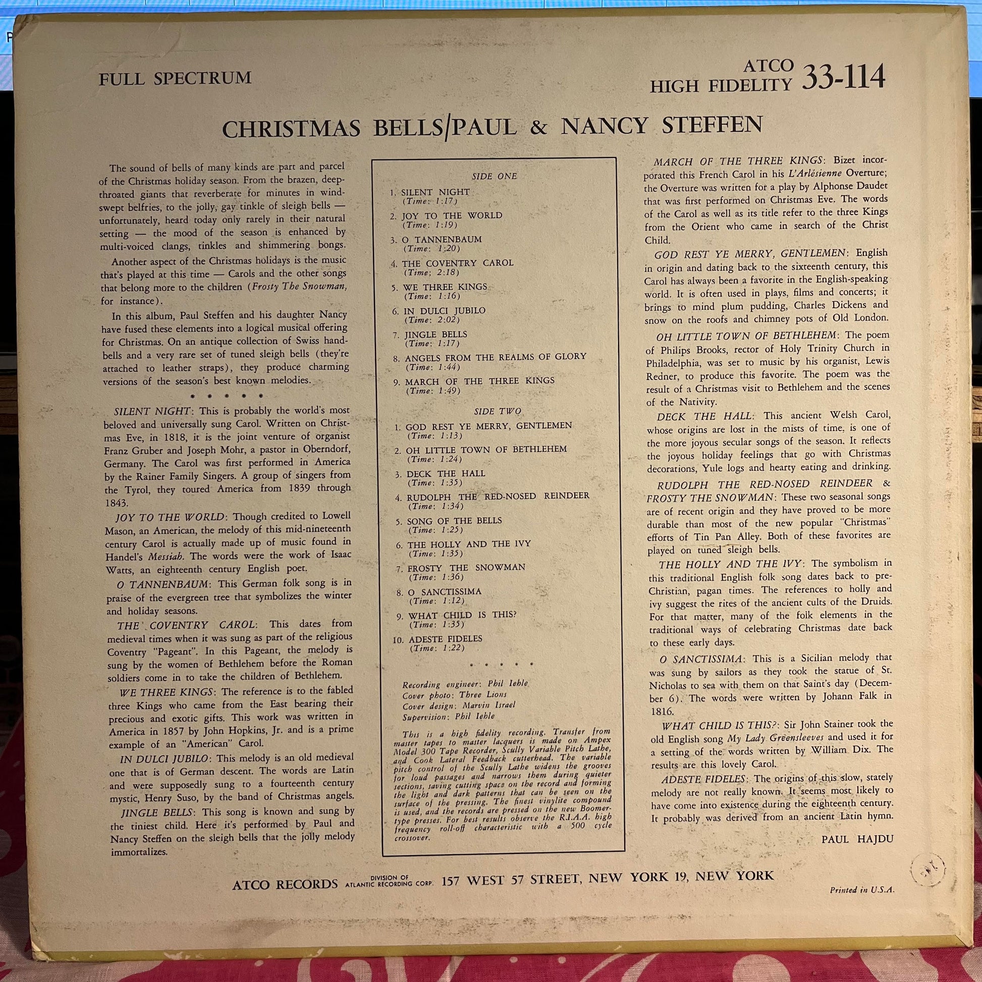 Paul & Nancy Steffen - Christmas Bells | Near Mint (NM) Excellent (EX) - HOLIDAY / USED *NEAR MINT*