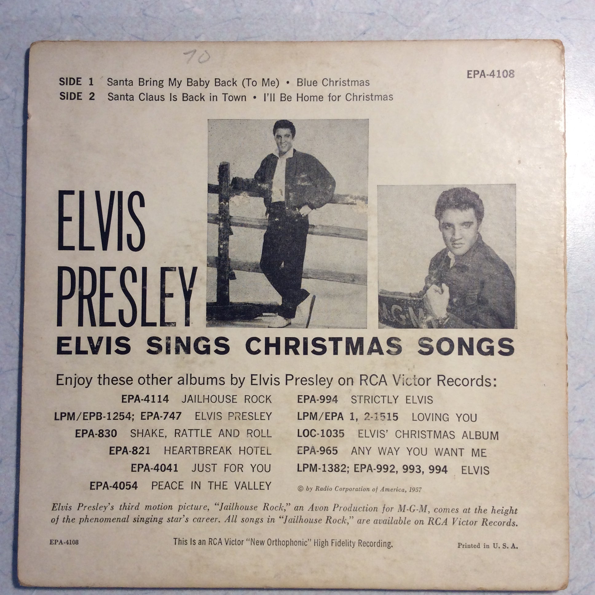 Elvis Sings Christmas Songs (7" VINYL) | Very Good (VG) Excellent (EX) - HOLIDAY / USED *VERY GOOD*