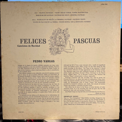 Felices Pascuas - Canciones De Navidad por Pedro Vargas | Very Good (VG) Excellent (EX)
