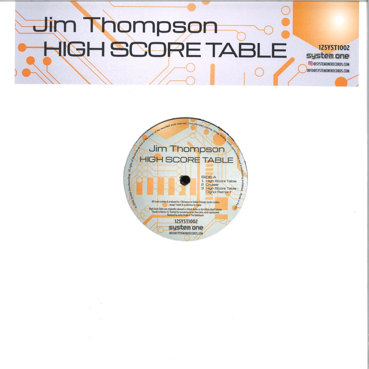 Jim Thompson - High Score Table (VINYL 12" System One Records 12SYST1002) | NEW - HOUSE/ACID *NEW*