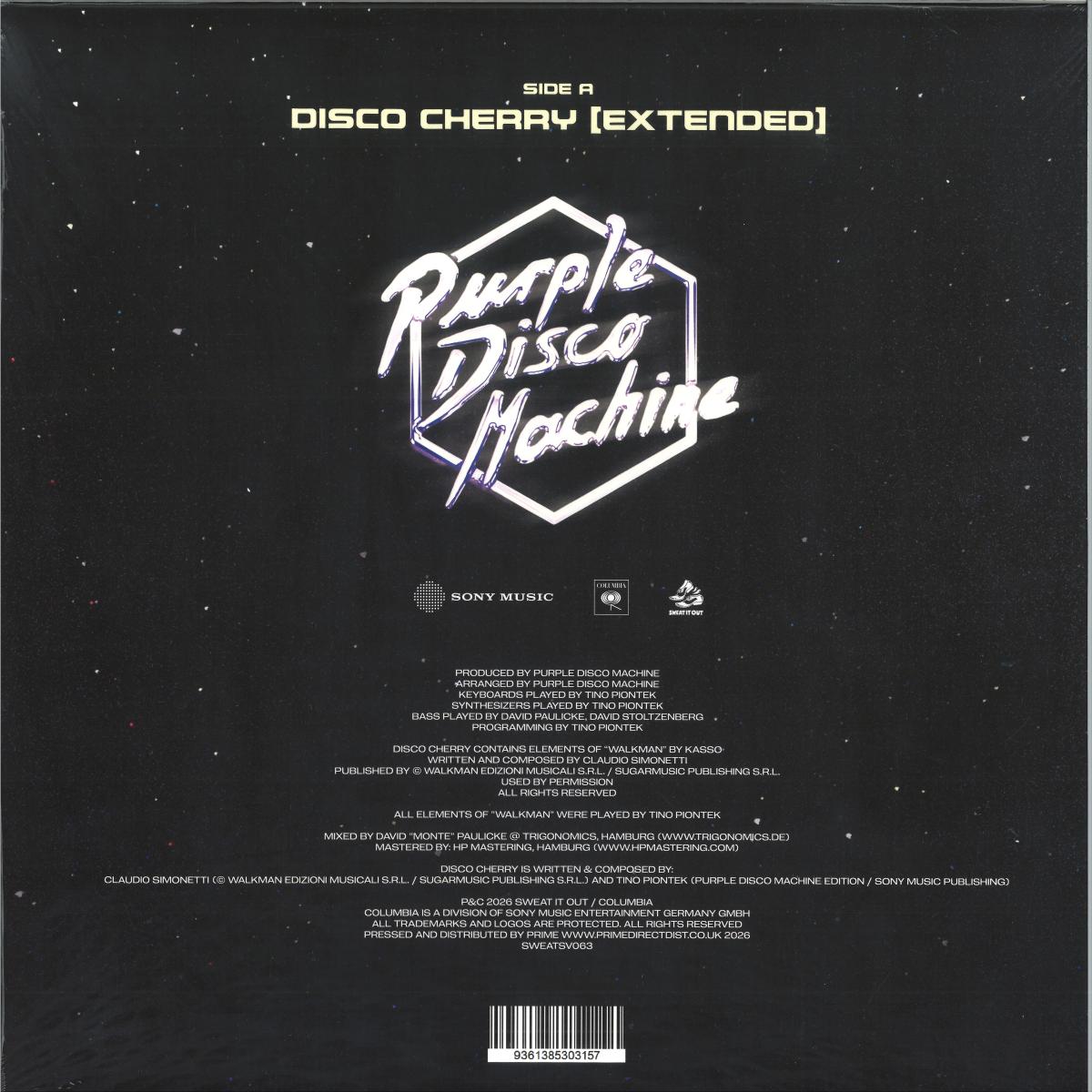 Purple Disco Machine - Disco Cherry (PURPLE CHERRY VINYL 12" SWEAT IT OUT SWEATSV063) | NEW Mint (M) Mint (M) - HOUSE/DISCO *NEW/COLOR*