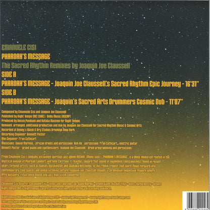 Emanuele Cisi - Pharoah’s Message – Joe Claussell Sacred Rhythm Remixes (VINYL 12" Right Tempo Pro RT004PRO 2026) | Mint (M) Mint (M) - HOUSE/LATIN *NEW*