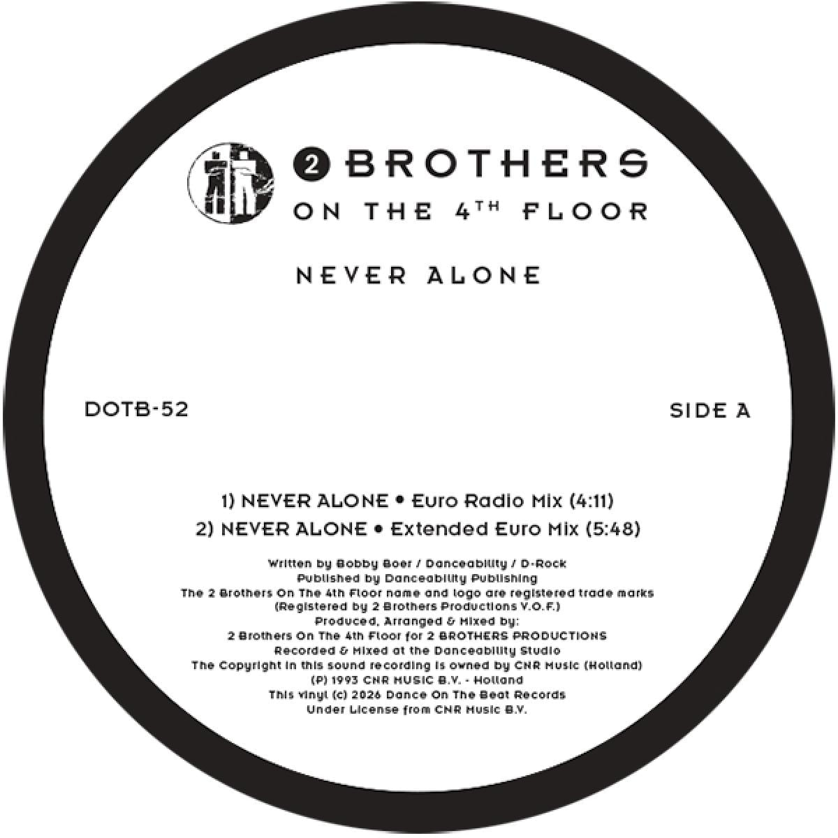 2 Brothers on the 4th floor - (PRESALE 9/28/26) Never Alone (YELLOW VINYL LP Dance On The Beat) | NEW - HOUSE *NEW/COLOR*