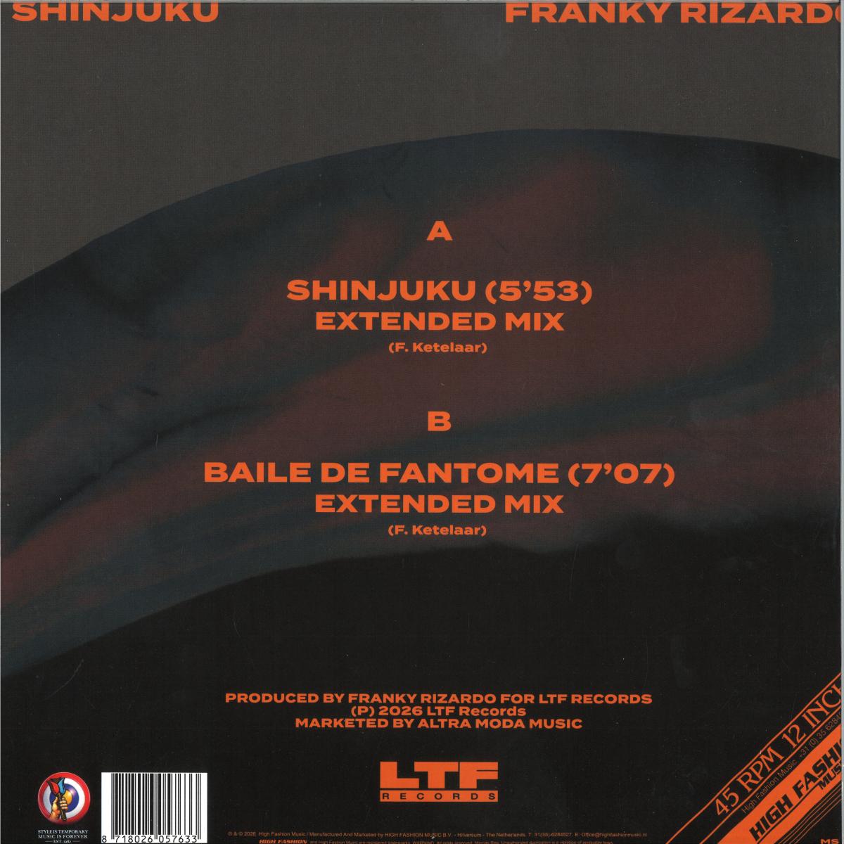 Franky Rizardo - Shinjuku (VINYL 12" High Fashion) | NEW - HOUSE *NEW*