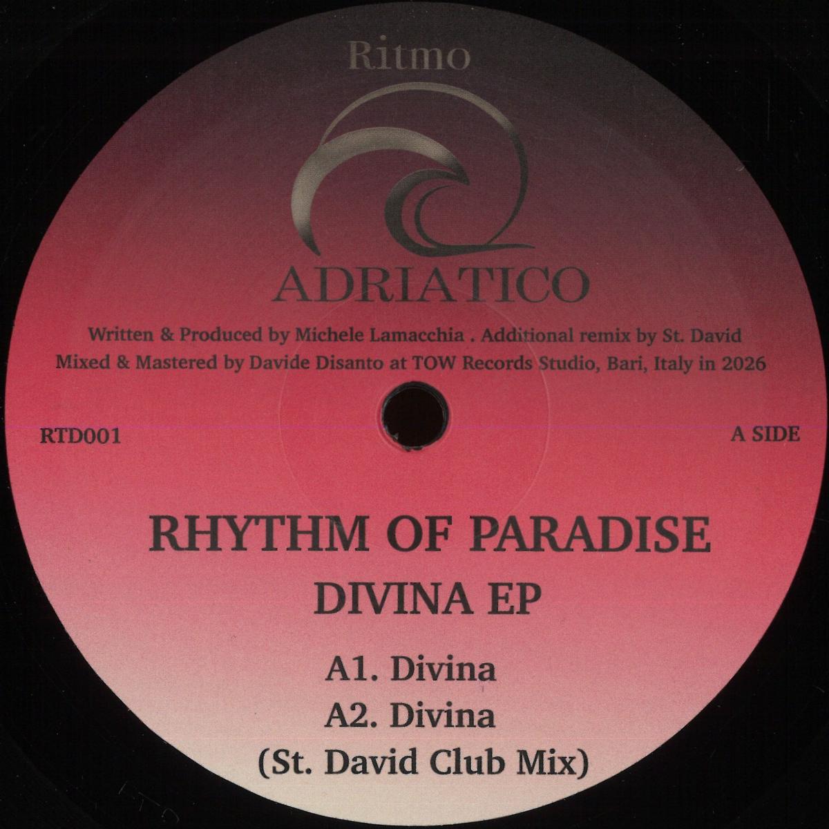 Rhythm Of Paradise - (PRESALE TBD) Divina EP (VINYL 12" Ritmo Adriatico RTD001) | NEW Mint (M) Mint (M) - HOUSE *NEW*