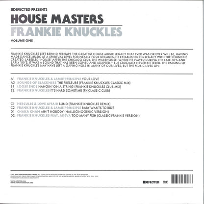 Frankie Knuckles - House Masters (Volume One) (VINYL 2x12" Defected) | NEW - HOUSE *NEW*