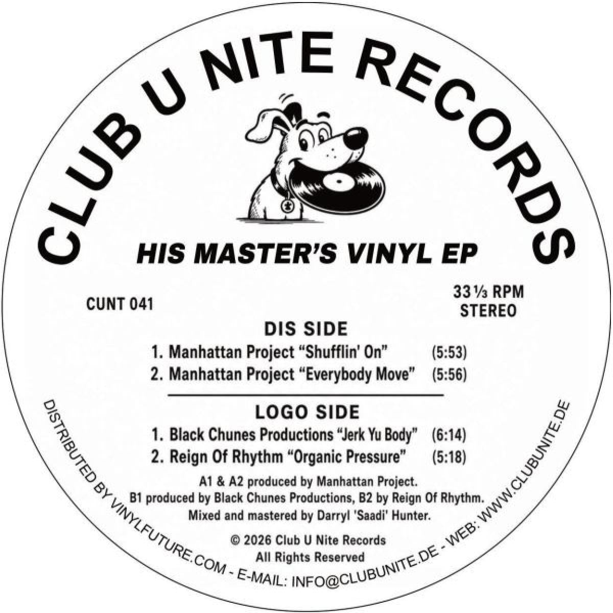 Various - (PRESALE 10/15/26) His Master's Vinyl (VINYL 12" Club U Nite CUNT041) | NEW - HOUSE *NEW*
