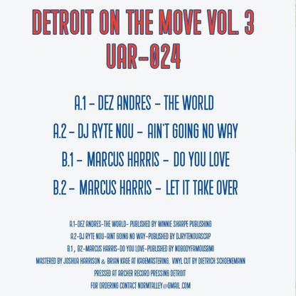 Various - Detroit On The Move Vol 3 (VINYL) | Mint (M) Mint (M) - HOUSE *NEW*