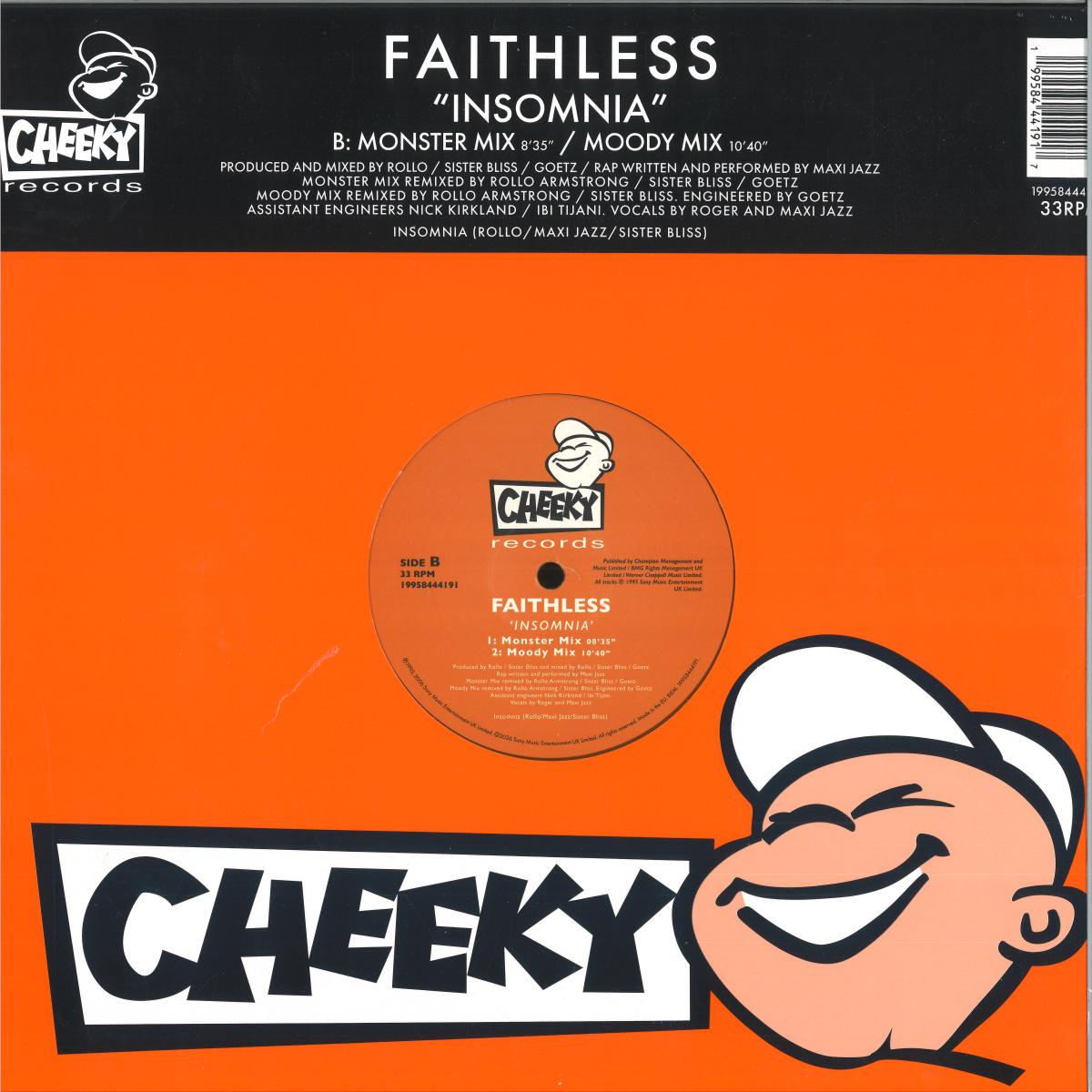 Faithless - Insomnia: 30th Anniversary (IMPORT 12" ORANGE VINYL LP CMG 19958444191) | NEW Mint (M) Mint (M) - HOUSE *NEW*