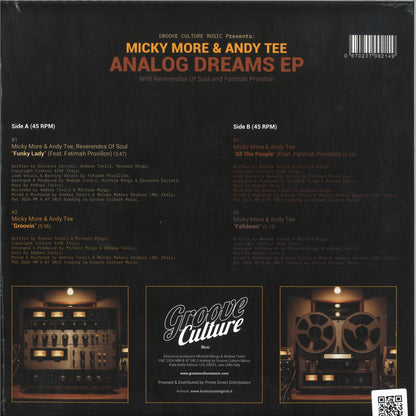 Micky More & Andy Tee - Analog Dreams (VINYL 12" Groove Culture) | NEW - HOUSE *NEW*