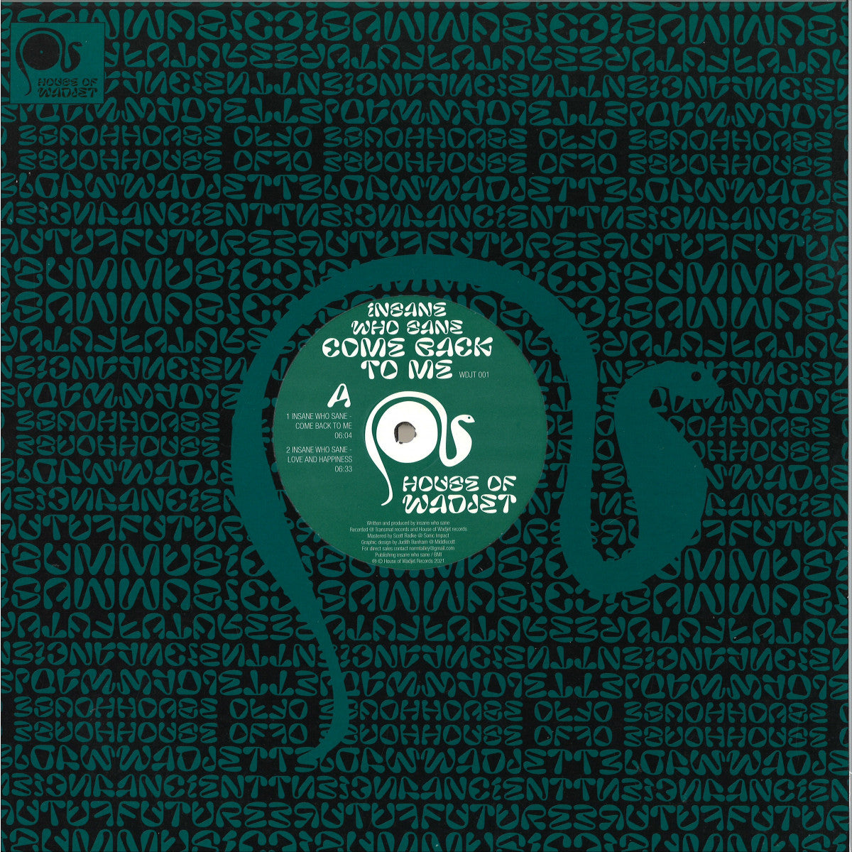 Insane Who Sane - (PRESALE TBD) Come Back To Me (VINYL 12" House Of Wadjet WDJT001 2026) | NEW - HOUSE *NEW*