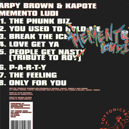 Arpy Brown & Kapote - (PRESALE 10/8/26) Memento Ludi (VINYL LP Toy Tonics) | NEW - HOUSE *NEW*