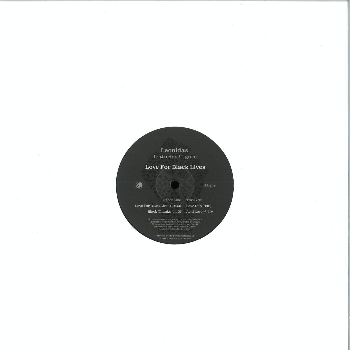 Leonidas featuring U-guru - (PRESALE) Love For Black Lives (VINYL) | Mint (M) Mint (M) - HOUSE *NEW*