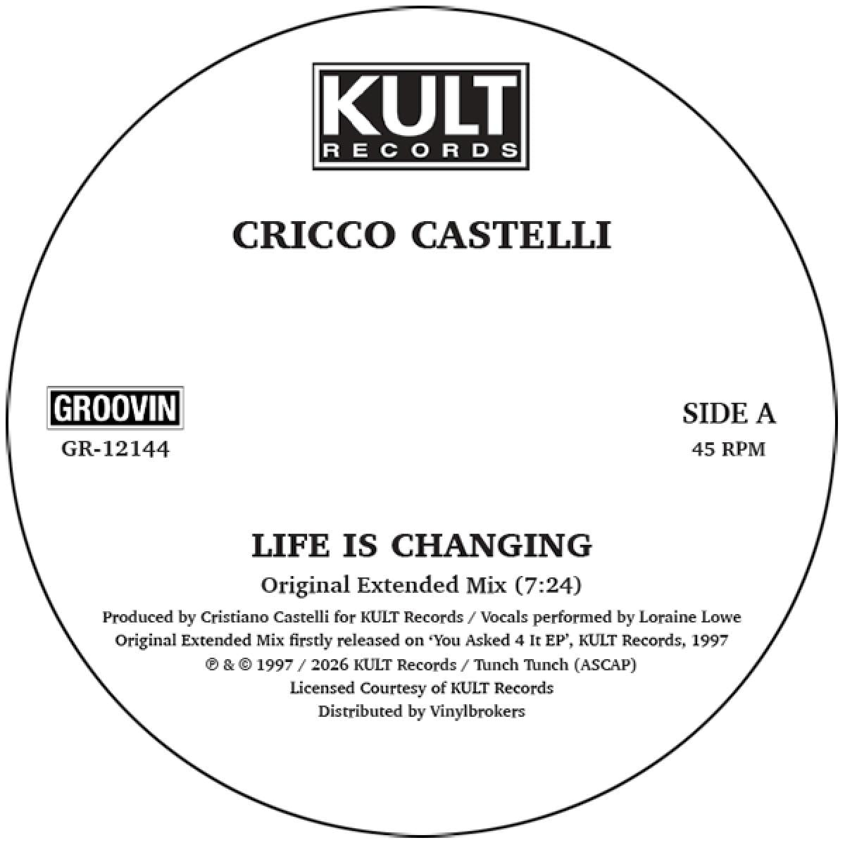 Cricco Castelli - (PRESALE 11/6/26) Life Is Changing (VINYL 12" Groovin) | NEW - HOUSE *NEW*