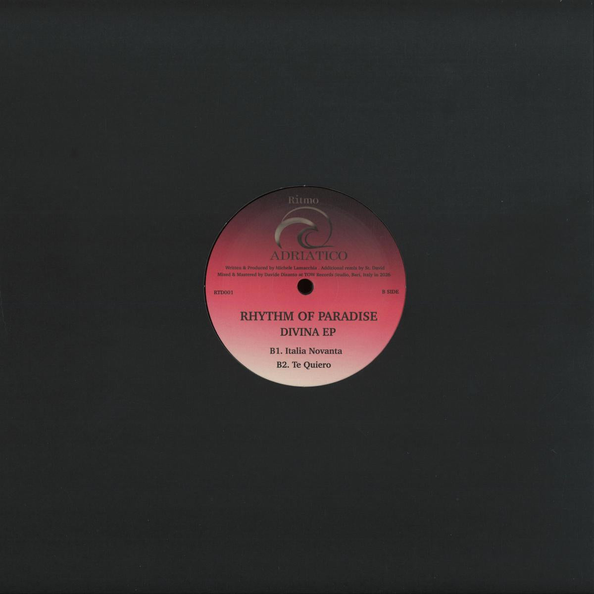Rhythm Of Paradise - (PRESALE TBD) Divina EP (VINYL 12" Ritmo Adriatico RTD001) | NEW Mint (M) Mint (M) - HOUSE *NEW*