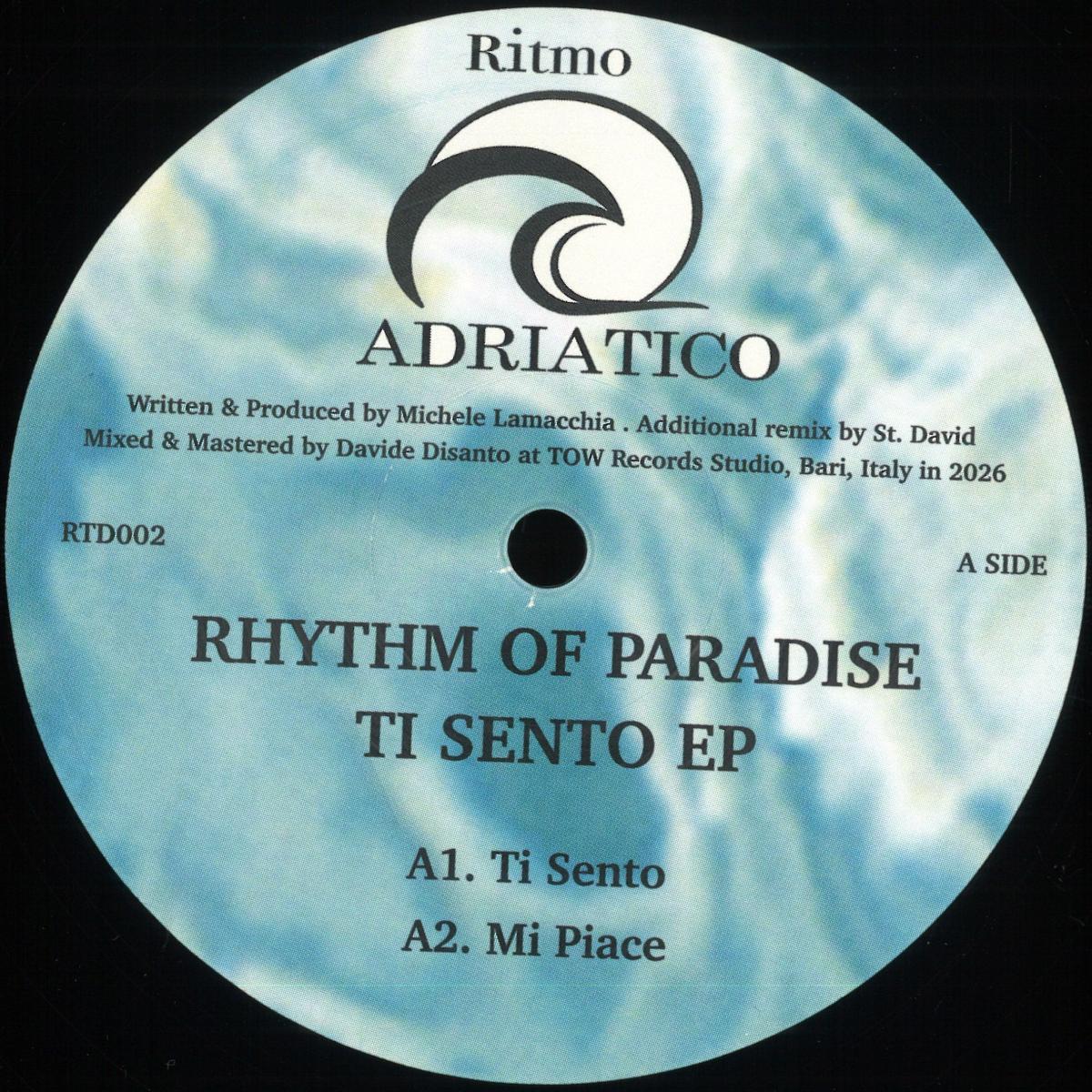 Rhythm Of Paradise - Ti Sento (VINYL 12" Ritmo Adriatico RTD002 2026) | NEW - HOUSE *NEW*