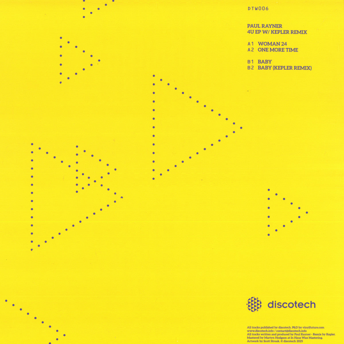 Paul Rayner - Baby (VINYL 12" discotech Wax) | NEW - HOUSE *NEW*