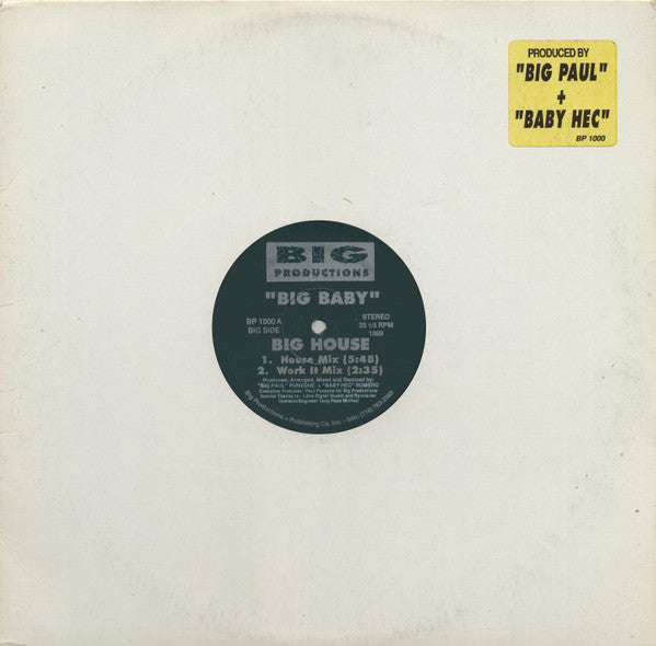 Big Baby - Big House (VINYL LP) | Excellent+ (EX+) Generic - HOUSE / USED *EXCELLENT+*