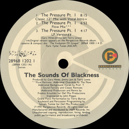 Sounds Of Blackness - The Pressure (Pt. 1) | Excellent (EX) Excellent (EX) - HOUSE / USED *EXCELLENT+*