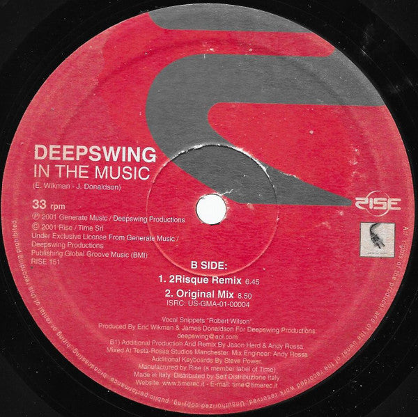 Deep Swing In The Music 12" Excellent (EX) Excellent (EX)