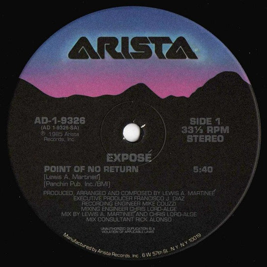 Exposé - Point Of No Return (12" VINYL) | Excellent+ (EX+) Near Mint (NM) - HOUSE / USED *EXCELLENT+*