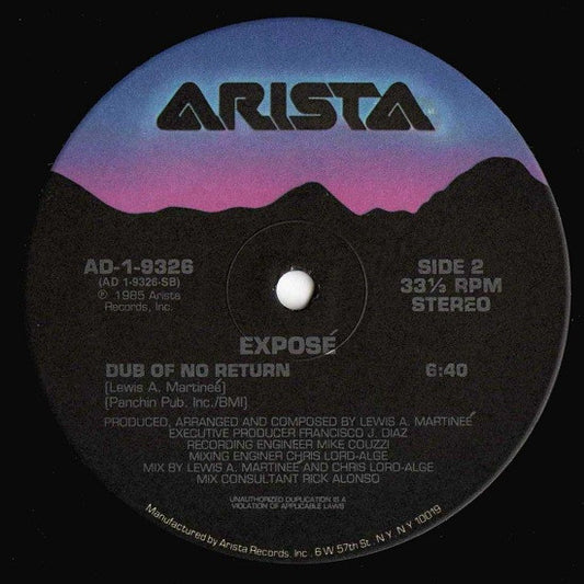 Exposé - Point Of No Return (12" VINYL) | Excellent+ (EX+) Near Mint (NM) - HOUSE / USED *EXCELLENT+*