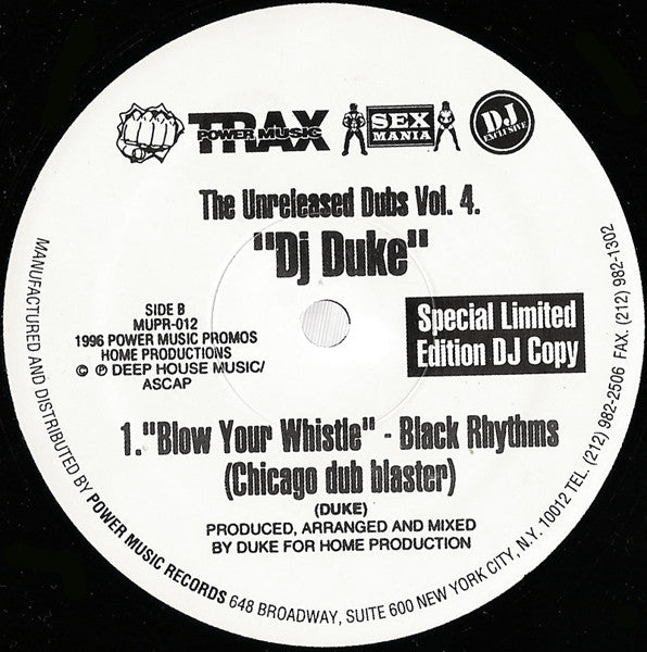 DJ Duke - The Unreleased Dubs Vol. 4 | Excellent (EX) Excellent (EX) - HOUSE / USED *EXCELLENT*