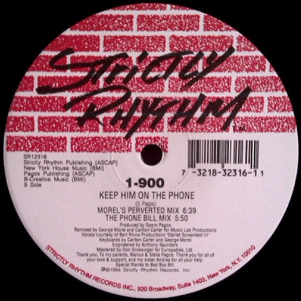 1-900 Keep Him On The Phone 12" Excellent (EX) Very Good Plus (VG+)