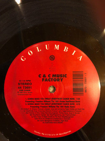 C & C Music Factory* Presenting Freedom Williams - Gonna Make You Sweat (Everybody Dance Now) (1991 Remix)(VINYL 12" COLUMBIA 44 73691) | USED Near Mint (NM or M-) Generic - HOUSE / USED *NEAR MINT*