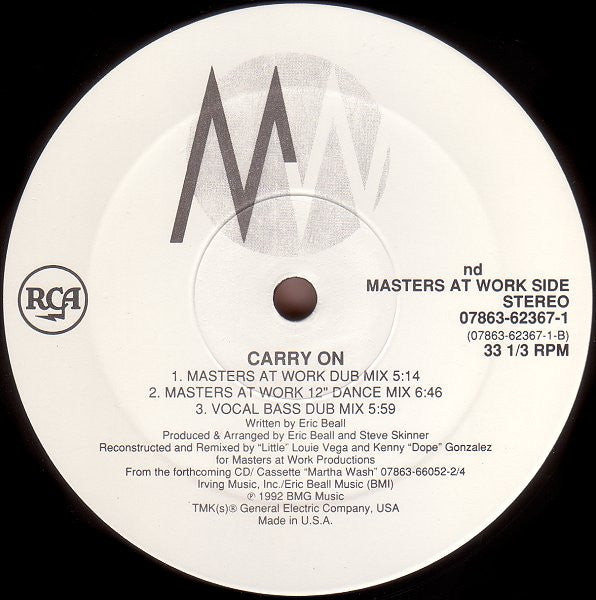 Martha Wash - Carry On (VINYL) | Near Mint (NM) Excellent (EX) - HOUSE / USED *NEAR MINT*