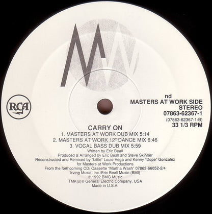 Martha Wash - Carry On (VINYL) | Near Mint (NM) Excellent (EX) - HOUSE / USED *NEAR MINT*