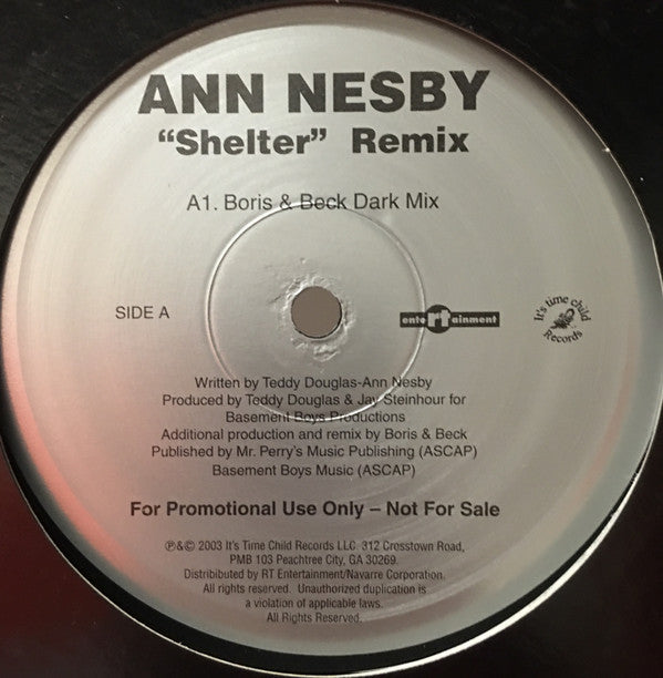 Ann Nesby - Shelter (Boris & Beck Remixes) *WHITE LABEL* | Near Mint (NM) Generic - HOUSE / USED *NEAR MINT*