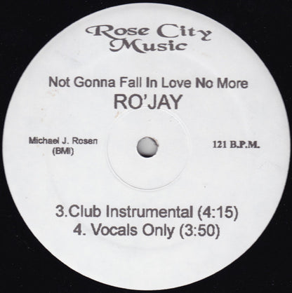 Ro' Jay - Not Gonna Fall In Love No More (VINYL 12" ROSE CITY MUSIC AR-10035 ) | Near Mint (NM or M-) Generic - HOUSE / USED *NEAR MINT*