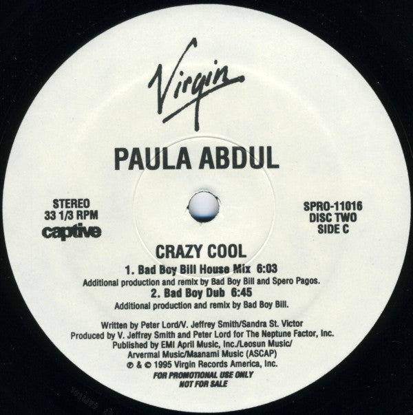 Paula Abdul Crazy Cool 2x12" Near Mint (NM or M-) Generic