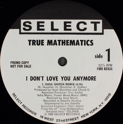 True Mathematics - I Don't Love You Anymore | Near Mint (NM) Very Good Plus (VG+) - HOUSE / USED *NEAR MINT*