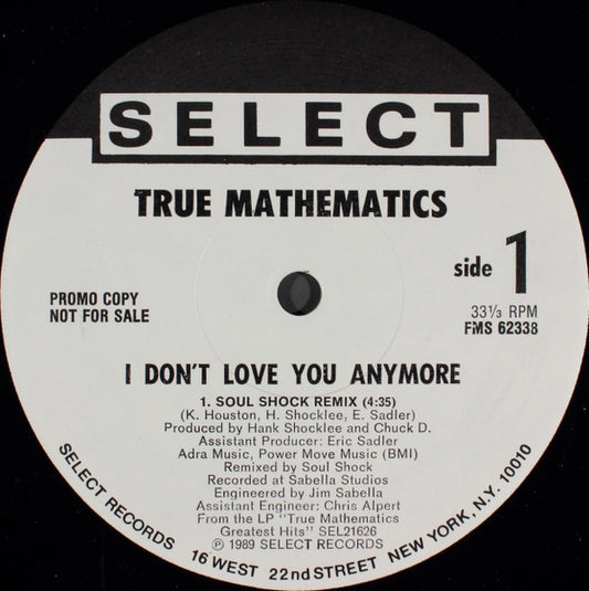 True Mathematics - I Don't Love You Anymore | Near Mint (NM) Very Good Plus (VG+) - HOUSE / USED *NEAR MINT*