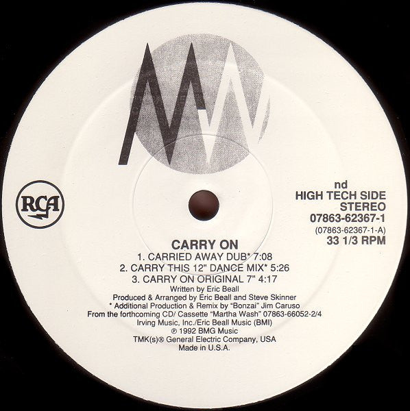 Martha Wash - Carry On (VINYL) | Near Mint (NM) Excellent (EX) - HOUSE / USED *NEAR MINT*