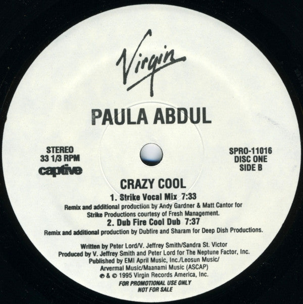 Paula Abdul Crazy Cool 2x12" Near Mint (NM or M-) Generic