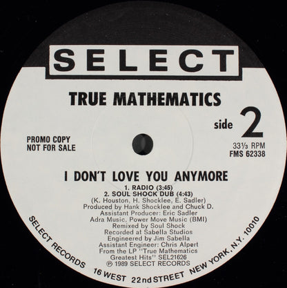 True Mathematics - I Don't Love You Anymore | Near Mint (NM) Very Good Plus (VG+) - HOUSE / USED *NEAR MINT*