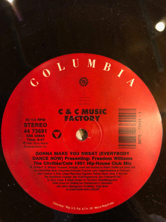 C & C Music Factory* Presenting Freedom Williams - Gonna Make You Sweat (Everybody Dance Now) (1991 Remix)(VINYL 12" COLUMBIA 44 73691) | USED Near Mint (NM or M-) Generic - HOUSE / USED *NEAR MINT*