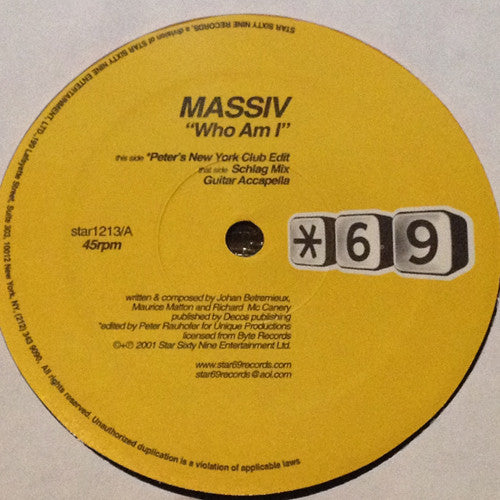 Massiv' - Who Am I | Near Mint (NM) Excellent (EX) - HOUSE / USED *NEAR MINT*