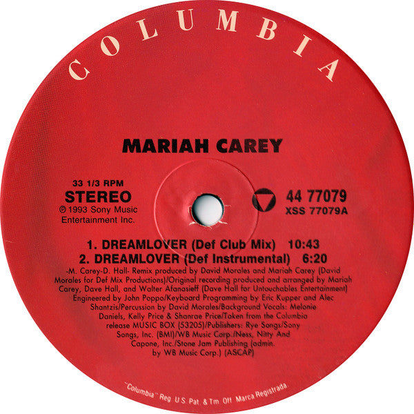 Mariah Carey Dreamlover LP Very Good Plus (VG+) Excellent (EX)
