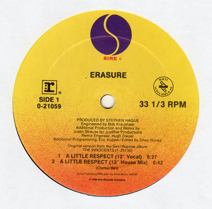 A Little Respect (12" VINYL) | Very Good Plus (VG+) Very Good (VG) - HOUSE / USED *VERY GOOD+*