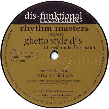 Rhythm Masters - Ghetto Style DJ's (DJ Essentials On Plastic) | Very Good Plus (VG+) Excellent (EX) - HOUSE / USED *VERY GOOD++*