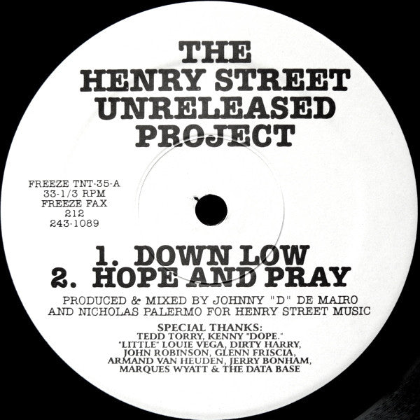 Johnny D & Nicky P - The Henry Street Unreleased Project | Very Good Plus (VG+) Very Good Plus (VG+) - HOUSE / USED *VERY GOOD++*