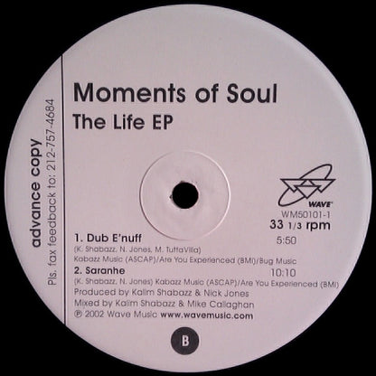 Moments Of Soul - The Life EP | Very Good Plus (VG+) Generic - HOUSE / USED *VERY GOOD+*